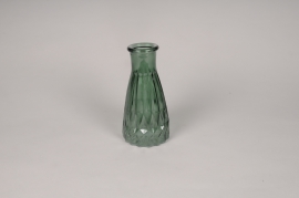 A220R4 Vase bouteille en verre vert D9cm H18cm