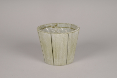 A222NH Cache-pot en bois vert clair D16cm H13cm