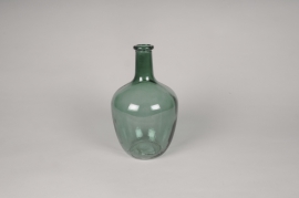 A223R4 Vase bouteille en verre vert foncé D15cm H25.5cm