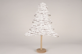 a224wg White faux fur Chrismas tree with bells H58cm