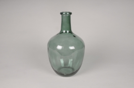 A226R4 Vase bouteille en verre vert foncé D17.5cm H30cm