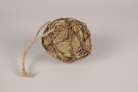 a226wg Suspension boule déco en herbe séchée naturelle D10cm
