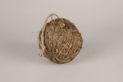 a227wg Suspension boule d�co en herbe s�ch�e naturelle D15cm