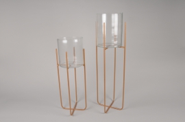 A228KI Set de 2 vases en verre sur support en métal