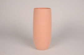 A231QS Vase en terre cuite rose D12cm H28.5cm