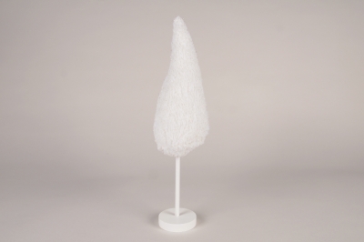 a233wg Sapin en fausse fourrure blanche et dor�e H37.5cm