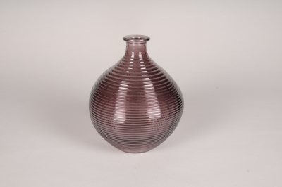 A235R4 Purple glass bottle vase D16.5cm H20cm
