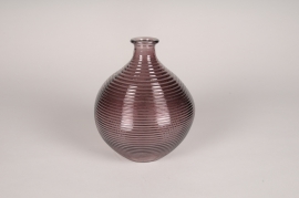 A235R4 Vase bouteille en verre violet D16.5cm H20cm