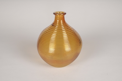 A239R4 Vase bouteille en verre jaune D16.5cm H20cm