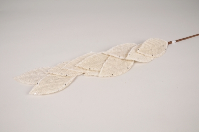 a239wg Branche de feuilles en jute beige H72cm