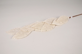 a239wg Branche de feuilles en jute beige H72cm