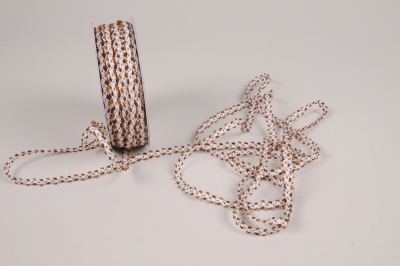 A246UN Brown and white ribbon 5mm x 25m