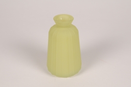 A254NH Vase bouteille en verre vert olive mat D6.5cm H11cm