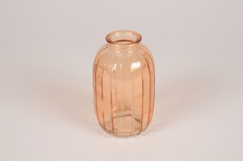 A255NH Vase bouteille en verre rose D7cm H12cm
