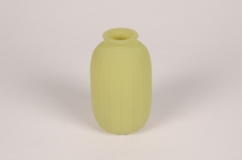 A258NH Vase bouteille en verre vert olive mat D7cm H12cm