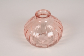 A259NH Vase bouteille en verre rose D10.5cm H8.5cm