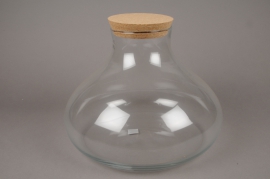 A260DQ Glass vase bottle with cork D36cm H26cm