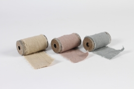 a260wg Assorted natural flax ribbon 6.5cm x 2m