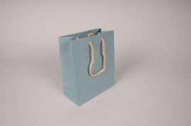 A261IV Bag of 12 blue kraft bags 16x8cm H19cm