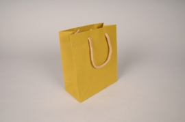 A263IV Bag of 12 yellow kraft bags 16x8cm H19cm