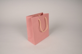 A264IV Paquet de 12 sacs kraft rose 16x8cm H19cm