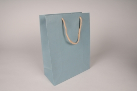 A265IV Bag of 12 blue kraft bags 22x10cm H29cm