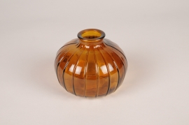 A265NH Vase bouteille en verre ambre D10.5cm H8.5cm