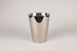 A268W3 Silver conical glass vase D19cm H24cm