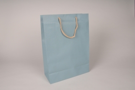 A269IV Paquet de 12 sacs kraft bleu 27x12cm H37cm