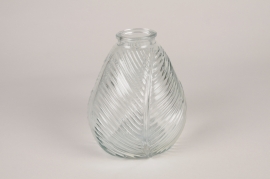 A272NH Clear leaf-shaped glass vase D14cm H16cm