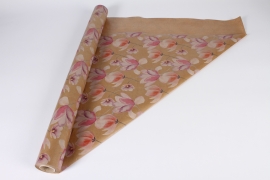 A275BD Kraft paper roll with flower pattern 70cmx25m