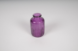 A275NH Vase bouteille en verre violet D6cm H10cm