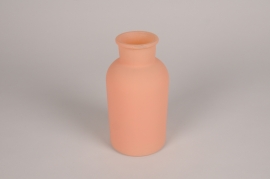 A277R4 Vase bouteille en verre rose mat D10cm H20cm