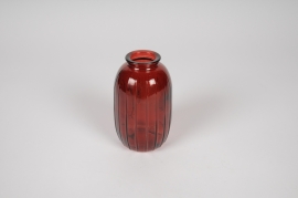 A278NH Vase bouteille en verre bordeaux D7cm H12cm