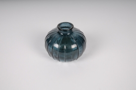A279NH Vase bouteille en verre bleu foncé D10.5cm H8.5cm