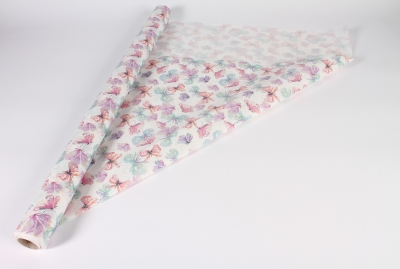 A280BD Rouleau de papier blanc motif papillon 80cmx20m