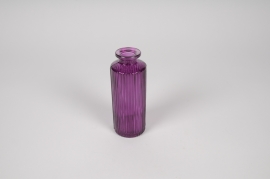 A282NH Vase bouteille en verre violet D5cm H13cm