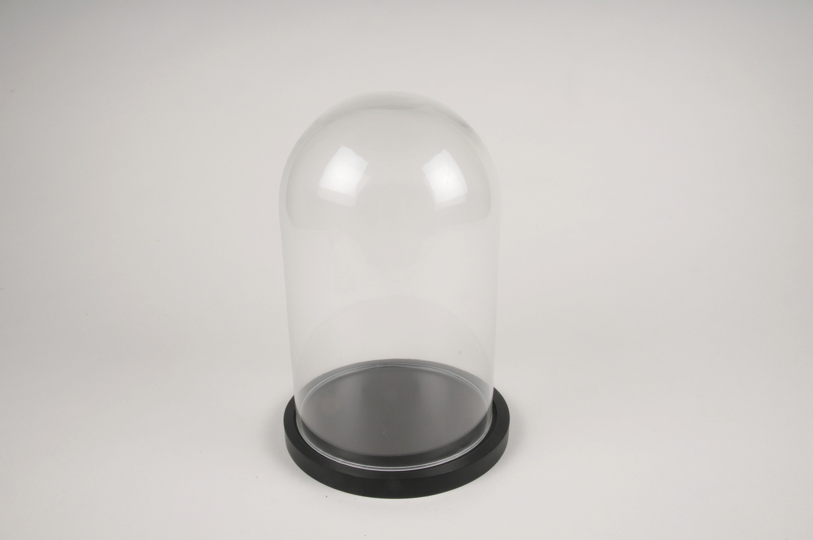 Cloche en verre avec plateau en bois, 15 cm de diamètre, Verre