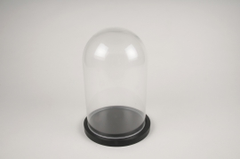 A283I0 Glass dome with wooden tray D17cm H25cm