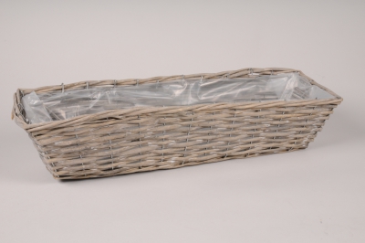 A283OR Grey wicker planter 59.5x16.5cm H13cm