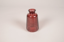 A284R4 Burgundy glass bottle vase D6.5cm H11cm