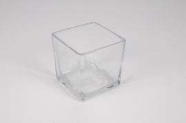 A285NH Vase carré en verre transparent 10x10cm H10cm