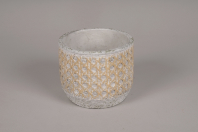 A286OR Beige concrete planter D15.5cm H14.5cm