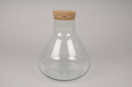 A288I0 Glass vase bottle with cork D19cm H27cm