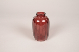 A289R4 Dark pink glass bottle vase D7cm H12cm