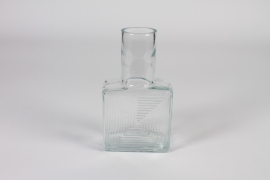 A290NH Vase bouteille en verre motif spiral 12.5x7cm H22.5cm