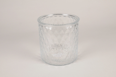 A292R4 Vase en verre � motifs D14.5cm H15cm