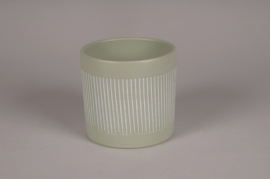 A292Y8 Cache-pot en céramique vert D13.5cm H12.5cm