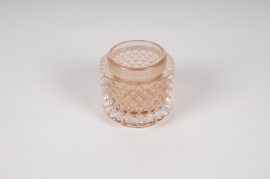 A298R4 Pink glass candle jar D7cm H7.5cm