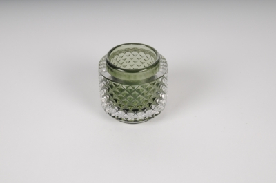 A299R4 Photophore en verre vert D7cm H7.5cm